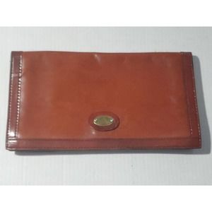 Vintage Alfie's Hand Made Brown Leather Clutch 7" x 12" Italy Snap Closure